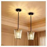 Crystal Pendant Lights Kitchen Island 2 Pack, Mode