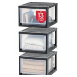 IRIS USA 13.7 L Medium Plastic Stacking Drawer, 3-