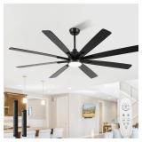 CJOY 84 Inch Low Profile Ceiling Fan with Lights,