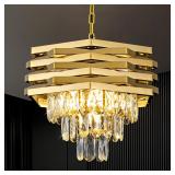 15.75' Gold Crystal Chandelier 5-Light Modern Crys