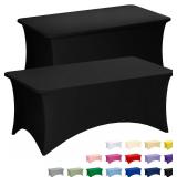 Fixwal Black Table Cloth 2 Pack 6FT for Rectangula