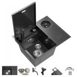 Concealed Black Stainless Steel Slow Drop Bar Sink