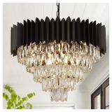 Black Crystal Chandeliers Modern Round Chandeliers