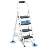 5-Step Folding Steel Ladder with Wide Anti-Slip Pe
