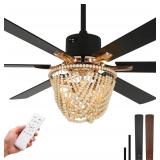 65 Inch Chandelier Fan, Ceiling Fans with Lights a