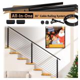 4ft-8ft Complete Set Cable Railing System 36', Bla