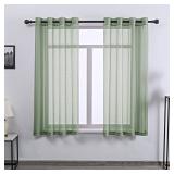 DONREN Sage Green Curtains 63 Inch Length for Bedr