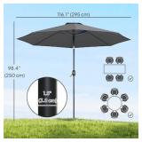 Outsunny 10' x 8' Round Market Umbrella, Patio Umb