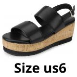 IDIFU Wedge Sandals for Women Slingback Elastic St