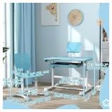 Qaba Height Adjustable Kids Desk and Chair Set wit