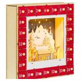 HOMCOM Christmas Advent Calendar, Light Up Wooden
