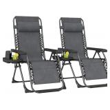 Outsunny Zero Gravity Chair Set of 2, Adjustable R