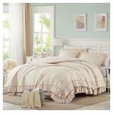 Cupocupa Beige Queen Comforter Set, 3Pcs Comforter