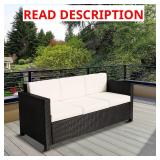Outsunny 3-Seater Outdoor Sofa with 4' Thick Cushi