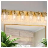 6 Light Bathroom Vanity Light Modern Brushed Gold