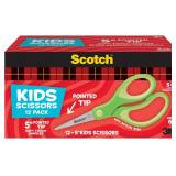 Scotch 5-Inch Soft Touch Pointed Kid Scissors, 12