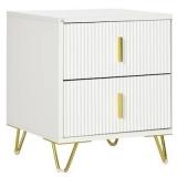 HOMCOM Bedside Table, Modern Nightstand with 2 Dra
