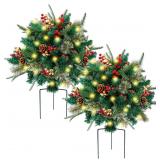 Glintoper Lighted Artificial Christmas Urn Filler,