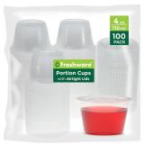 Freshware Plastic Portion Cups with Lids 4-Ounce,