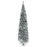HOMCOM 9ft Snow Flocked Pencil Christmas Tree, Art