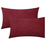 BRAWARM Throw Pillow Covers 12x20 Inches - Burgund