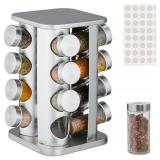 Relaxdays Spice Carousel, 16 Spice Jars, 40 Labels