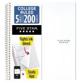 Five Star Spiral Notebook, 5-Subject, College Rule
