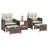 Outsunny 5 Piece Patio Furniture Set, Wicker Patio