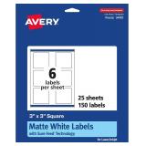 Avery Matte White Square Labels, Sure Feed Technol
