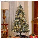 HOMCOM 5ft Artificial Prelit Christmas Tree with 1