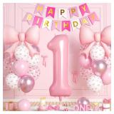 1st Birthday Decorations for Girls, 40 Inch Pink N