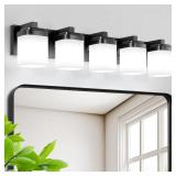 5-Light Matte Black Vanity Lights, E26 Socket Bath