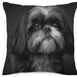 Dog Lover Black & White Shih Tzu Throw Pillow