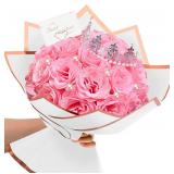 TLY Glitter Roses Bouquet,24 Pcs Pink Flower Bouqu