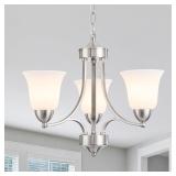 3 Light Brushed Nickel Flower Chandelier