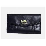 Coach Madison Womens Black Leather Checkbook Clutc