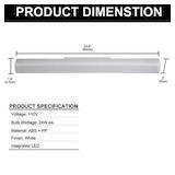 24 in. 1-Light Integrated LED Modern White Rectang