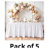 TURSTIN 6 Pieces White Plastic Table Skirts 14 x 2
