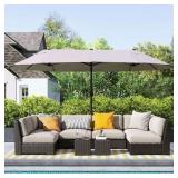 Outsunny 15'x 8.7' Outdoor Patio Umbrella with Twi