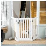 PawHut 31.5'H Foldable Dog Gate with Door, 3 Panel