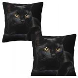 Black Cat Throw Pillow Covers Decorative Linen Pil