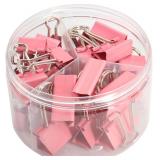 Pink Binder Clips Paper Clamps, Assorted Sizes Set