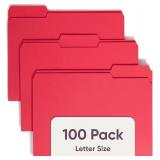 Smead Standard File Folders, 100 Count, Red, 1/3-C