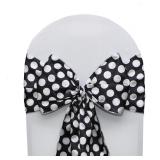 Your Chair Covers - Satin Sashes Black/White Polka