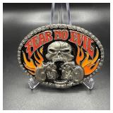 Vintage Fear No Evil Biker Belt Buckle 1995...