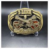 Vtg 1987 I Like Country Music Metal Enamel Belt...