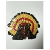 Vintage Painted Indian Chief Head Belt Buckle...
