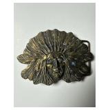 Vintage Adezy Brass Indian Chief Head Belt...