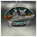 Vintage 1981 US Navy Belt Buckle Bergamot Brass...