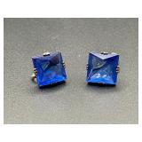 Vintage Cobalt Blue Sterling Earrings
